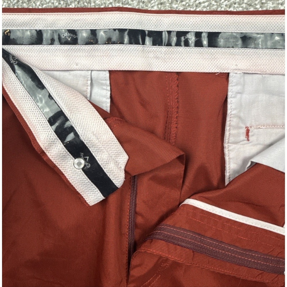 Callaway Golf Pants Men 40x30 Brick Red Micro Check Performance Stretch - Picture 7 of 9